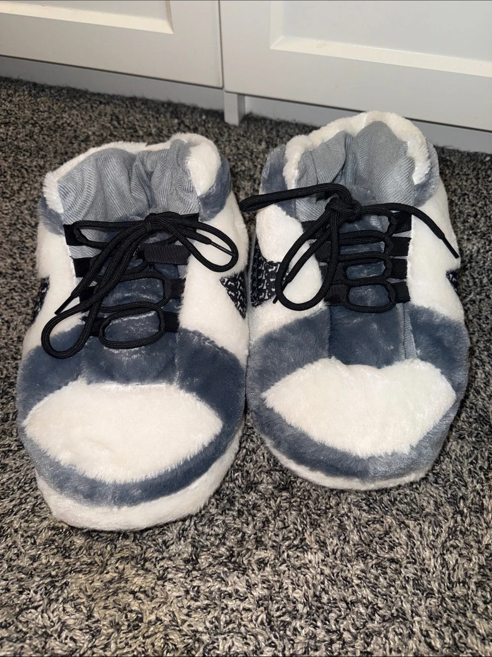 Plush Kids Slipper Shoes - Gray & White